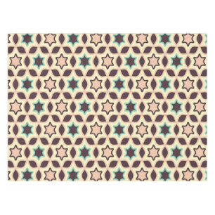  Geometric pattern with star shapes in brown and t Tablecloth