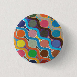 Geometric Pattern With Uniquely Arranged Colorful 3 Cm Round Badge