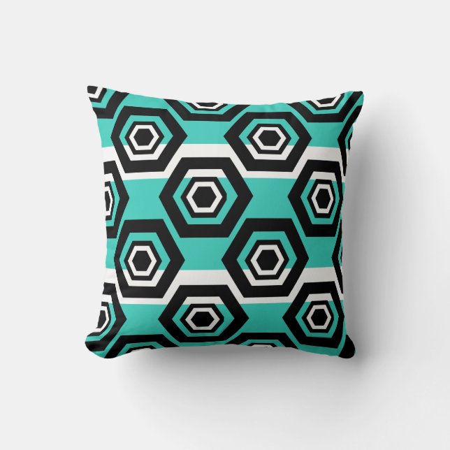 Geometric pattern with White Stripes Cushion (Front)