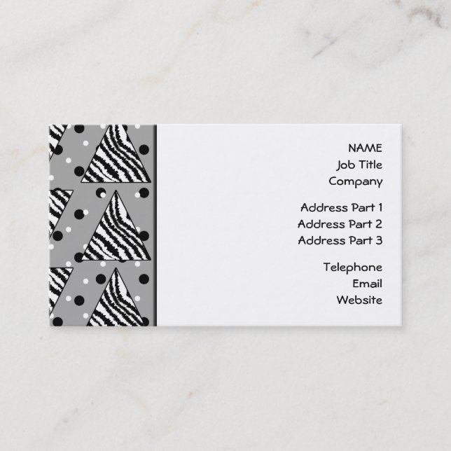 Geometric Pattern with Zebra Stripes and Dots. Business Card (Front)