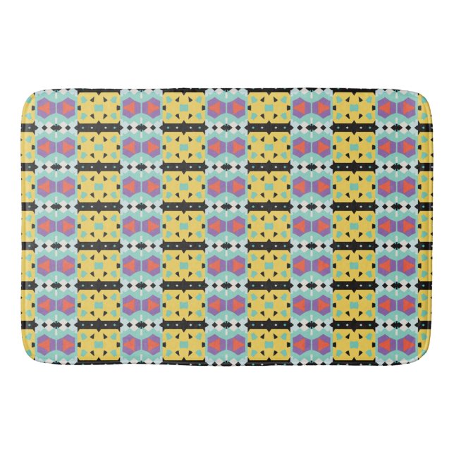 Geometric Pattern Yellow Purple blue Bath Mat (Front)
