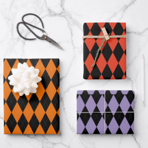 Geometric Patterned Halloween Wrapping Paper Sheet
