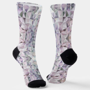 Geometric-patterned socks with a pastel-coloured