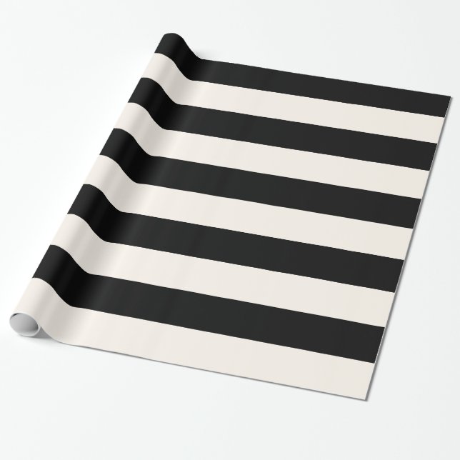 Geometric Patterns Black and White Stripes Wrapping Paper (Unrolled)