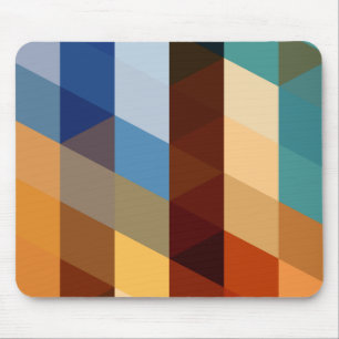 Geometric Patterns Blue and Orange Triangles Mouse Pad