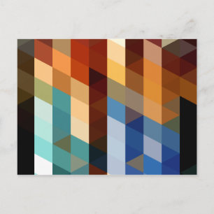 Geometric Patterns Blue and Orange Triangles Postcard