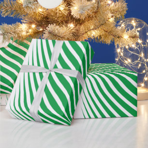 Geometric Patterns Christmas Green White Abstract  Wrapping Paper