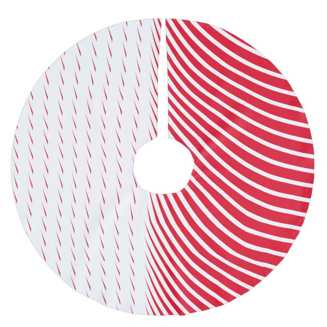 Geometric Patterns Christmas Red White Abstract Brushed Polyester Tree Skirt (Front)
