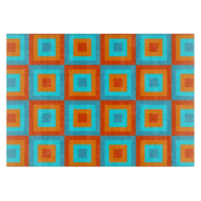 Geometric Patterns Colour Turquoise Orange Cutting Board (Front)