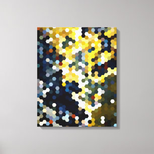 Geometric Patterns Yellow and Blue Hexagons Canvas Print