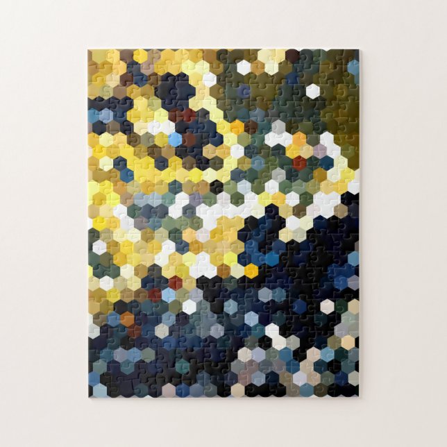 Geometric Patterns | Yellow and Blue Hexagons Jigsaw Puzzle (Vertical)