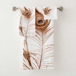 Geometric Peacock Feather Understated Modern Bath Towel Set