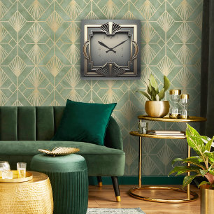 Geometric perfection in an Art Deco Square Wall Clock