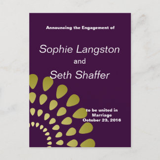 Geometric Petal Pattern in Gold Blank Announcement Postcard