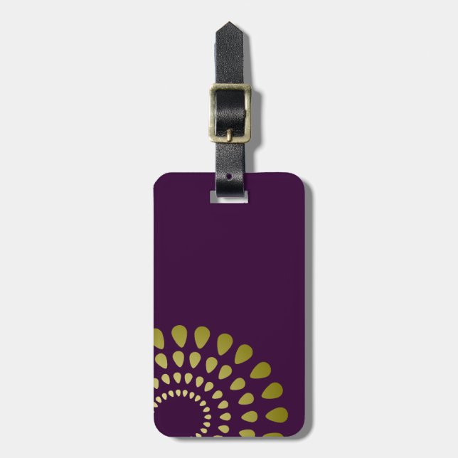 Geometric Petal Pattern in Gold Blank Luggage Tag (Front Vertical)