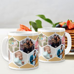 Geometric Photo Collage 9 Picture Giant Coffee Mug<br><div class="desc">Create your own geometric photo collage using 9 of your favourite family photos. The photo template is set up for you to add your pictures, working in rows from left to right, to form a honeycomb pattern. The hexagon design is honey beige and white - please browse my store for...</div>