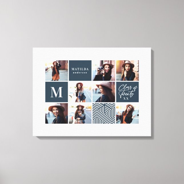 Geometric photo graduation personalised gift canvas print (Front)