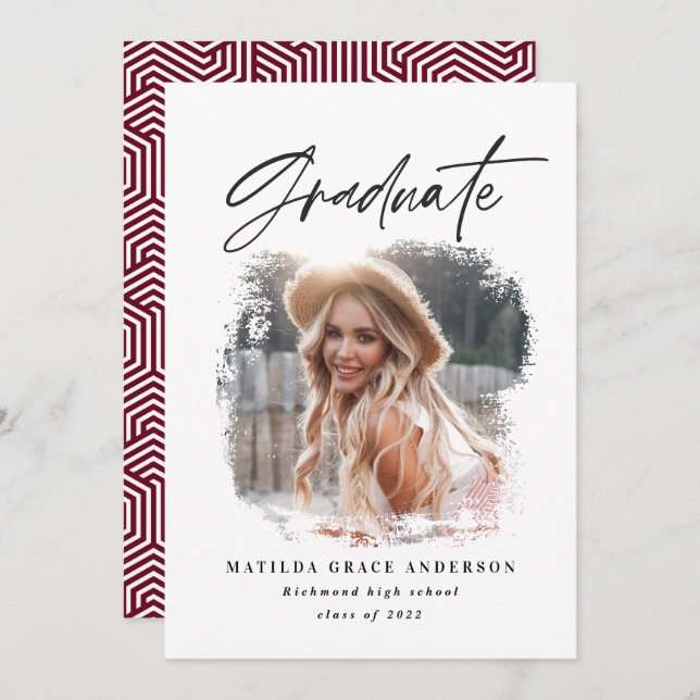 Geometric photo typography graduation announcement (Front/Back)