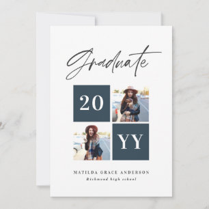 Geometric photo typography graduation announcement