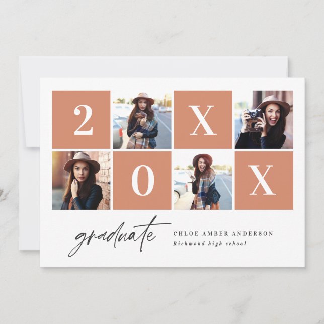 Geometric photo typography graduation announcement (Front)