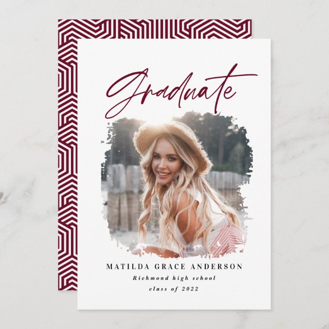 Geometric photo typography graduation announcement (Front/Back)