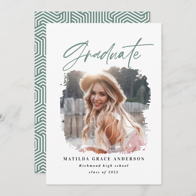 Geometric photo typography graduation announcement (Front/Back)