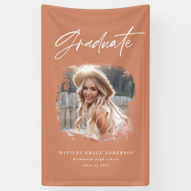 Geometric photo typography graduation party decor  banner (Vertical)