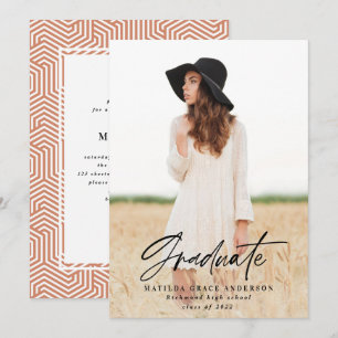 Geometric photo typography graduation party invite