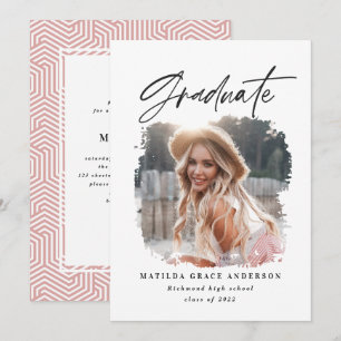 Geometric photo typography graduation party invite