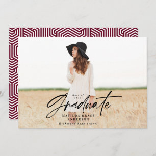 Geometric photo typography graduation party invite