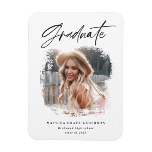 Geometric photo typography graduation party invite magnet