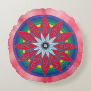 Geometric pinata flower round cushion