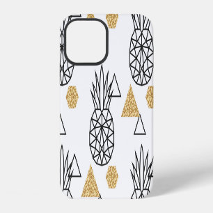 Geometric Pineapple Gold Dots Pattern. iPhone 12 Case