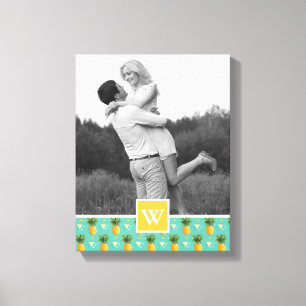 Geometric Pineapple Pattern   Photo With Monogram Canvas Print
