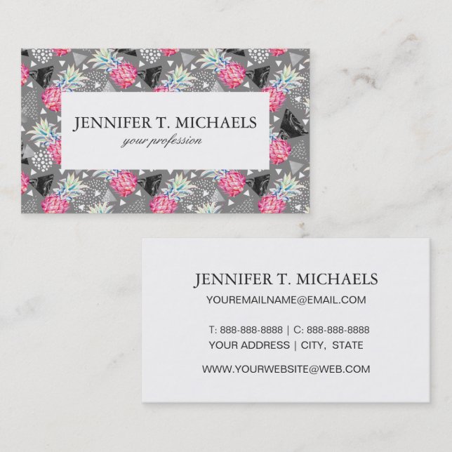 Geometric Pineapple Textured Pattern Business Card (Front/Back)
