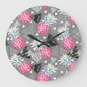 Geometric Pineapple Textured Pattern Large Clock