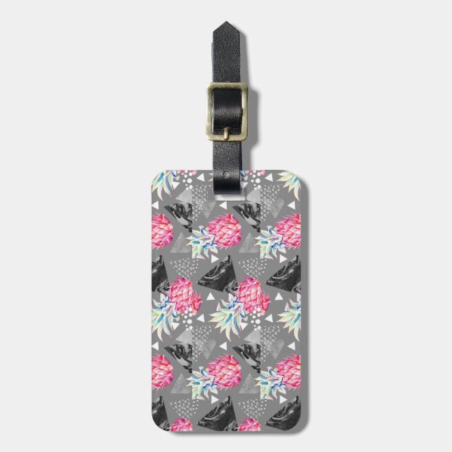 Geometric Pineapple Textured Pattern Luggage Tag (Front Vertical)