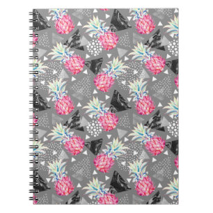 Geometric Pineapple Textured Pattern Spiral Notebook