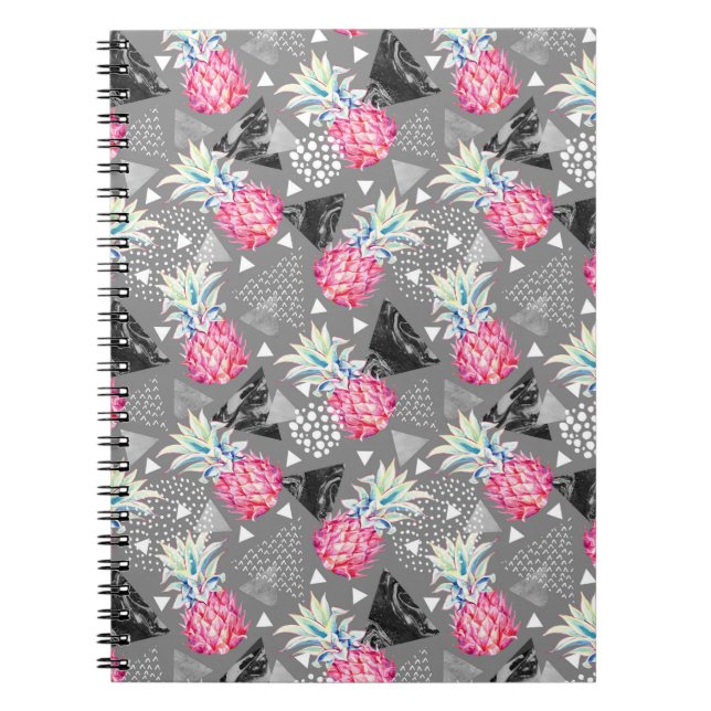 Geometric Pineapple Textured Pattern Spiral Notebook (Front)