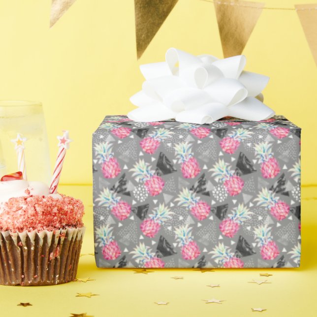 Geometric Pineapple Textured Pattern Wrapping Paper (Birthday Party)