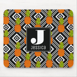 Geometric Pineapples Monogram Mouse Pad