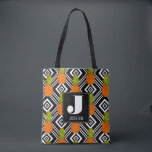 Geometric Pineapples | Monogram Tote Bag<br><div class="desc">Tropical Fruit |Tropical pineapples pattern on a geometric background.  © and ® Bigstock® - All Rights Reserved.</div>