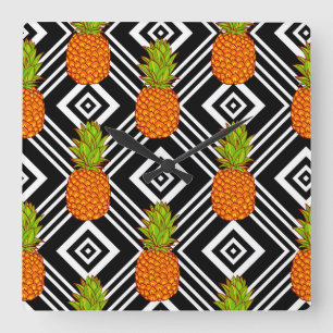 Geometric Pineapples Square Wall Clock