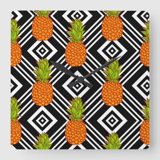 Geometric Pineapples Square Wall Clock (Front)
