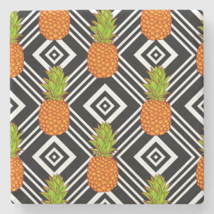 Geometric Pineapples Stone Coaster