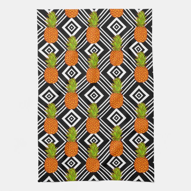 Geometric Pineapples Tea Towel (Vertical)