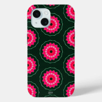 Geometric Pink and Green Floral