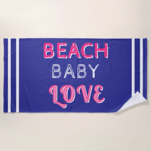 Geometric Pink Blue Beach Baby Love Towel