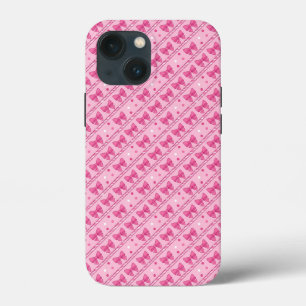 Geometric Pink Bows Polka Dots Coquette iPhone 13 Mini Case