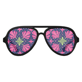 Geometric Pink Floral Petals Abstract pattern Aviator Sunglasses